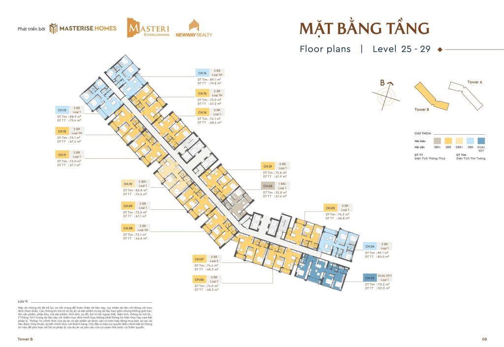 Mặt bằng tầng Towe B 21-24